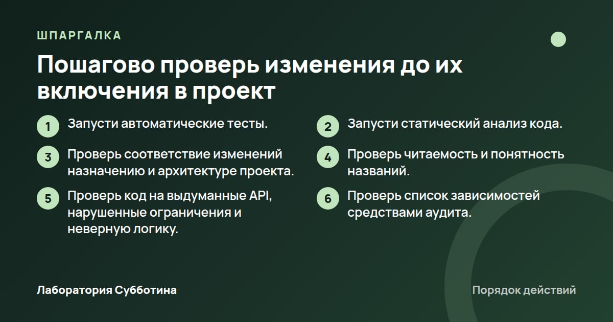 Шпаргалка: Пошагово проверь изменения до их включения в проект