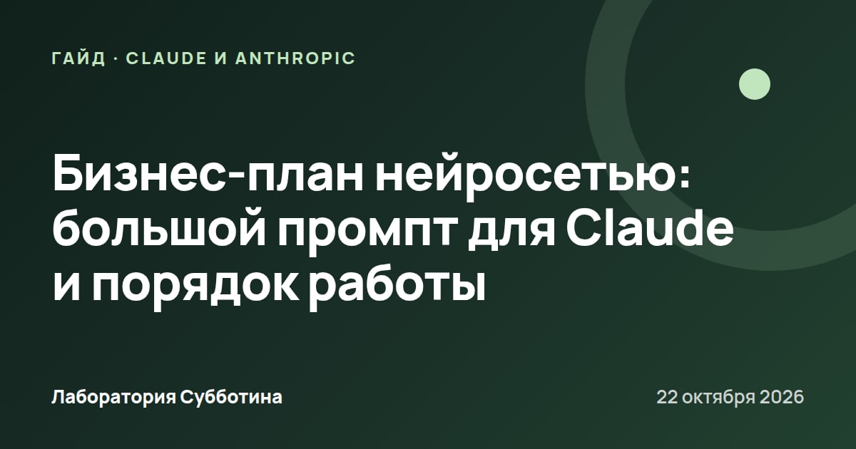 Бизнес-план нейросетью: большой промпт для Claude и порядок работы