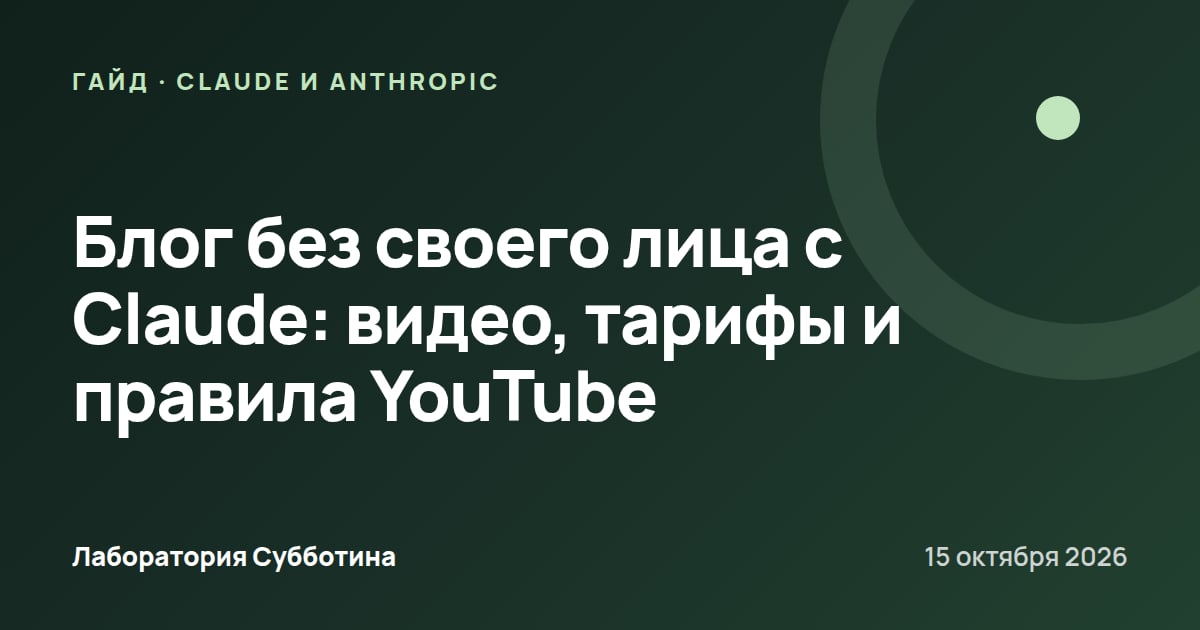 Блог без своего лица с Claude: видео, тарифы и правила YouTube