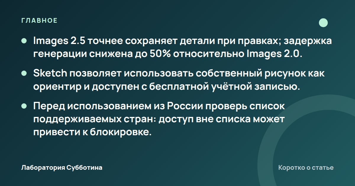 Главное из статьи: ChatGPT Images 2.5: новые инструменты и условия доступа из России
