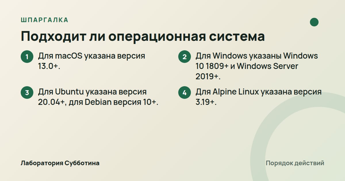 Шпаргалка: Подходит ли операционная система