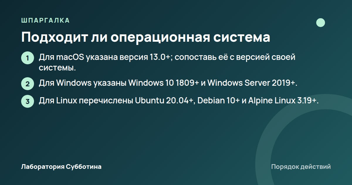 Шпаргалка: Подходит ли операционная система