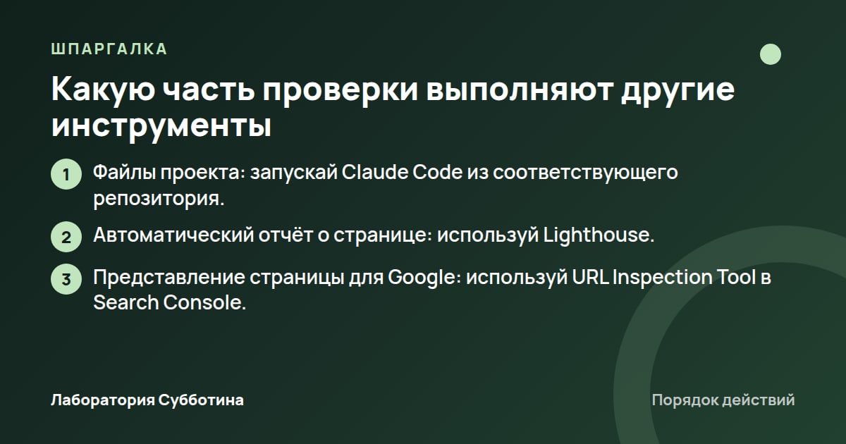 Шпаргалка: Какую часть проверки выполняют другие инструменты