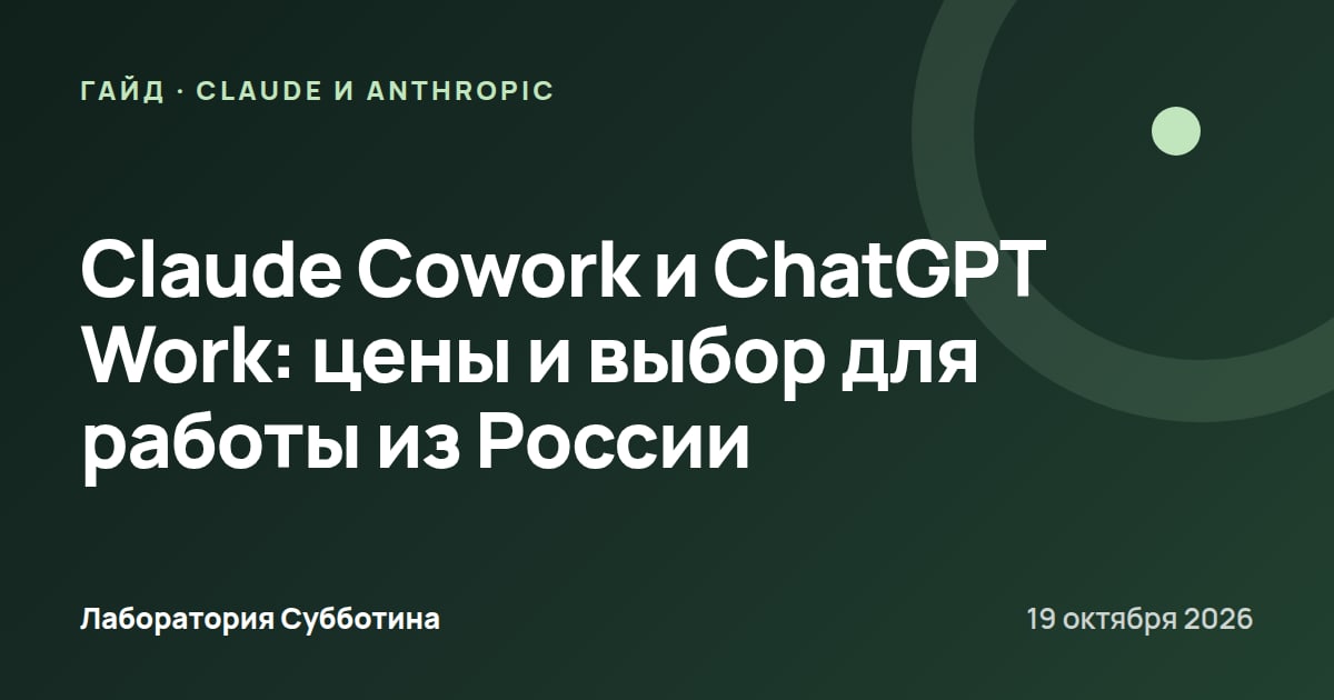 Claude Cowork и ChatGPT Work: цены и выбор для работы из России