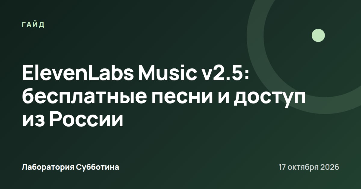 ElevenLabs Music v2.5: бесплатные песни и доступ из России