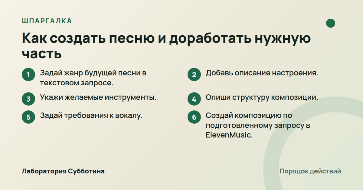 Шпаргалка: Как создать песню и доработать нужную часть
