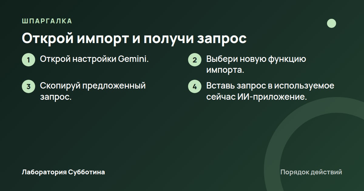 Шпаргалка: Открой импорт и получи запрос
