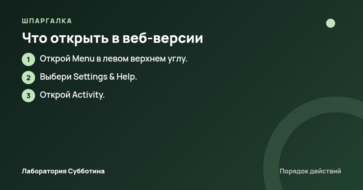 Шпаргалка: Что открыть в веб-версии