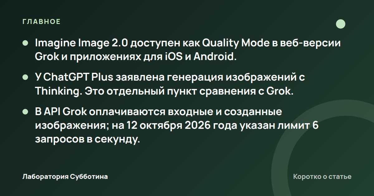 Главное из статьи: Grok Imagine 2 против ChatGPT и Midjourney: что и где сравнивать