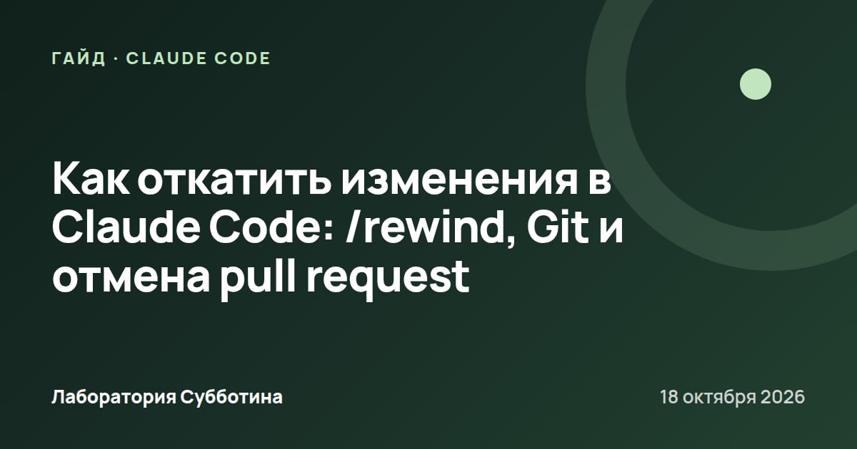 Как откатить изменения в Claude Code: /rewind, Git и отмена pull request