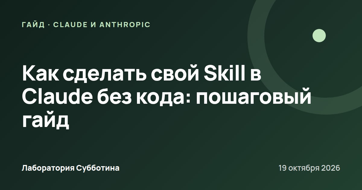Как сделать свой Skill в Claude без кода: пошаговый гайд