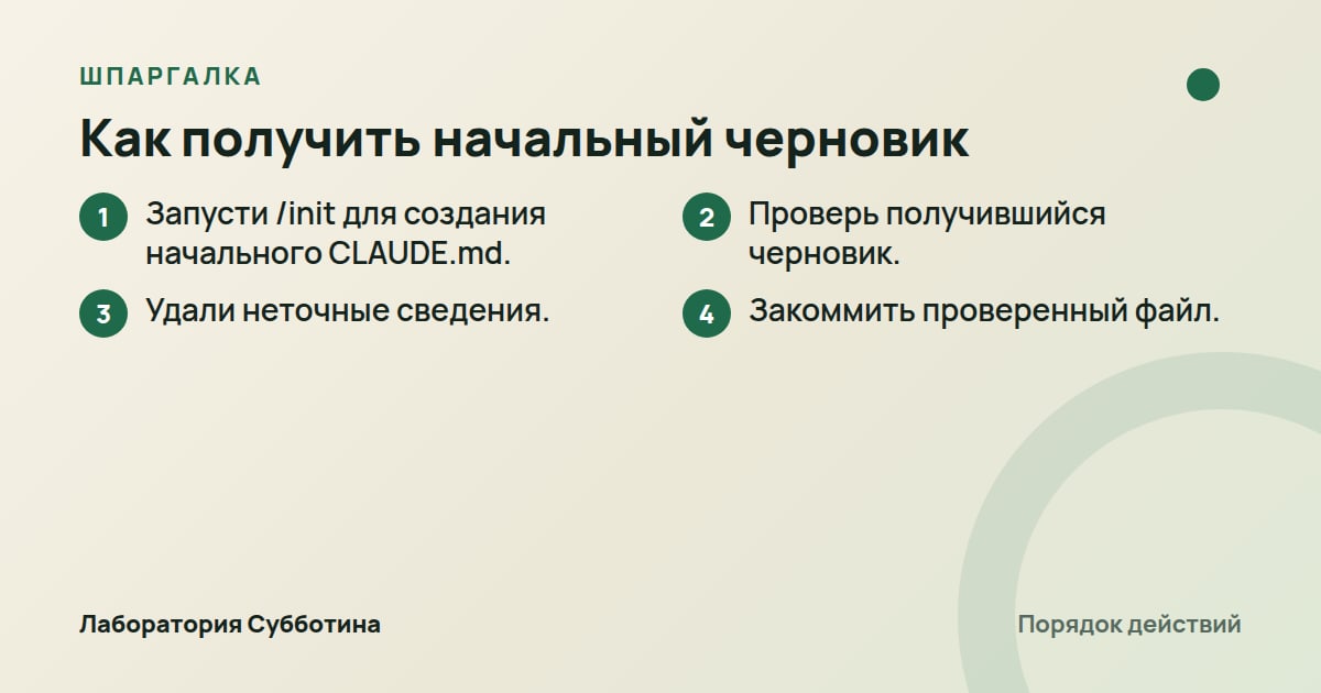 Шпаргалка: Как получить начальный черновик
