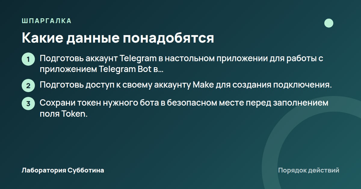 Шпаргалка: Какие данные понадобятся