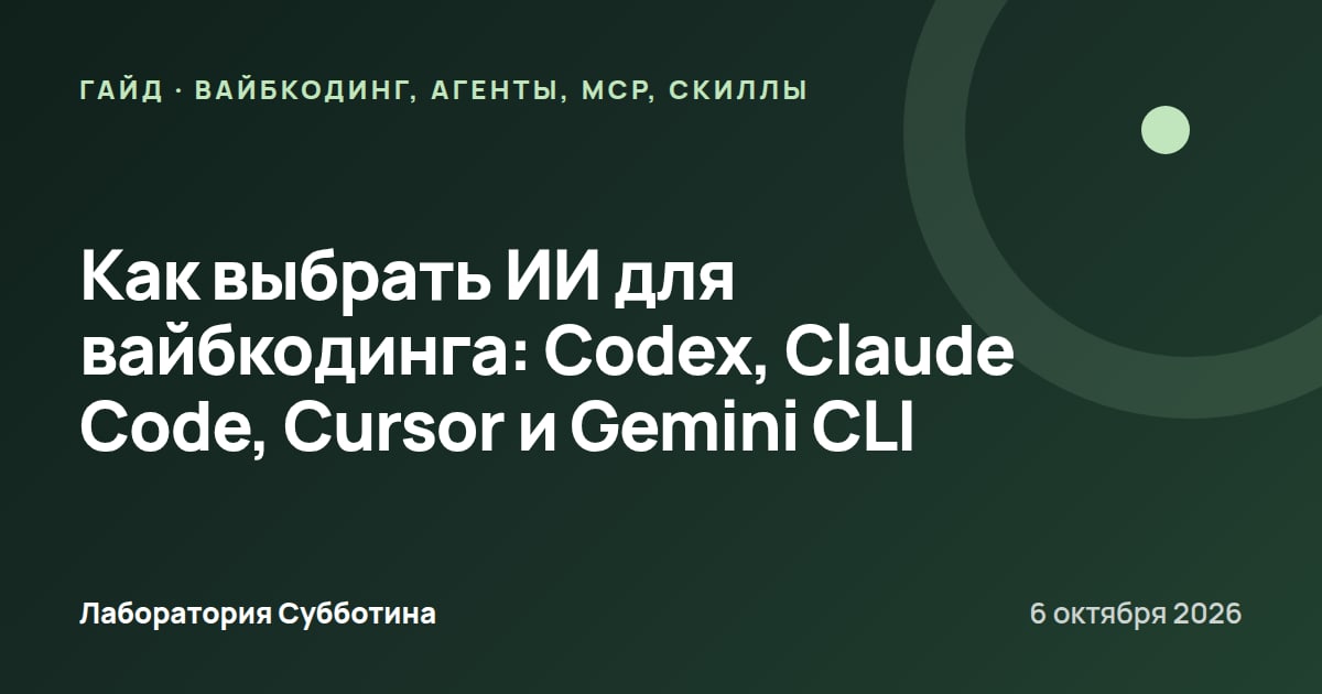 Как выбрать ИИ для вайбкодинга: Codex, Claude Code, Cursor и Gemini CLI