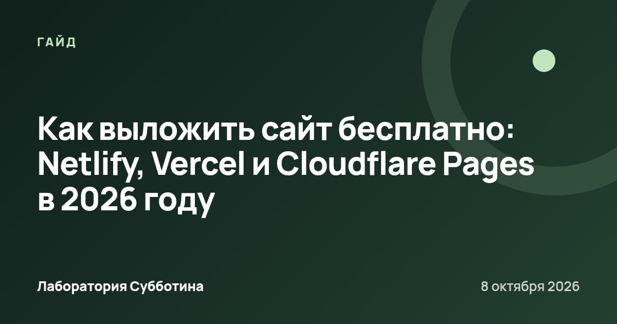 Как выложить сайт бесплатно: Netlify, Vercel и Cloudflare Pages в 2026 году