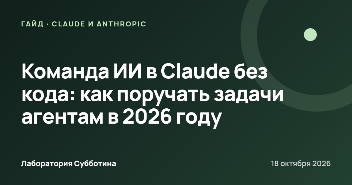 Команда ИИ в Claude без кода: как поручать задачи агентам в 2026 году