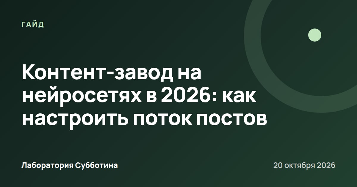 Контент-завод на нейросетях в 2026: как настроить поток постов