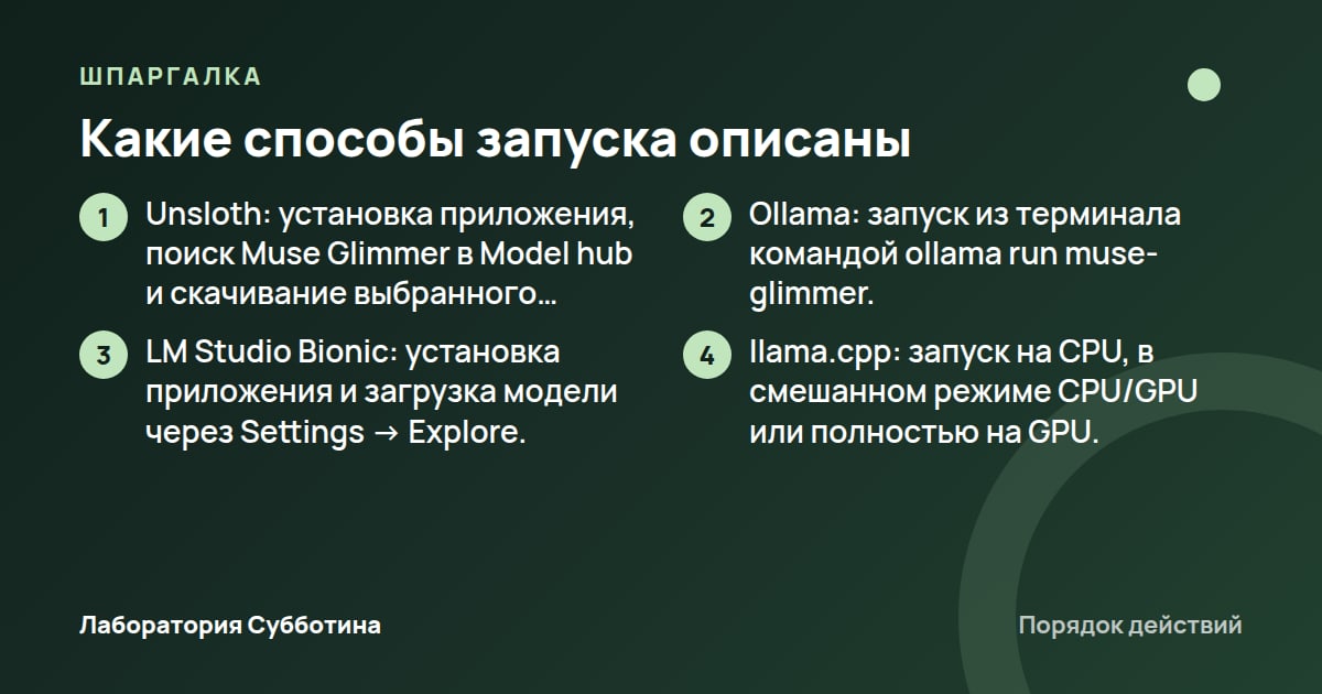 Шпаргалка: Какие способы запуска описаны