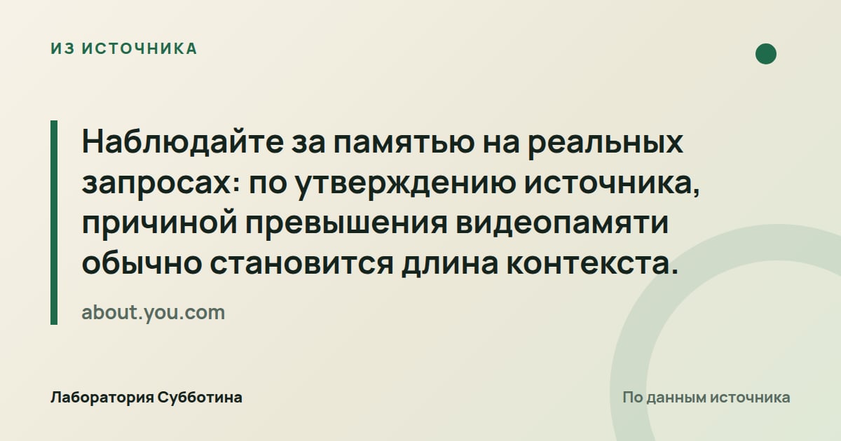 Из источника about.you.com: Наблюдайте за памятью на реальных запросах: по утверждению источника, причиной превышения видеопамяти обычно…