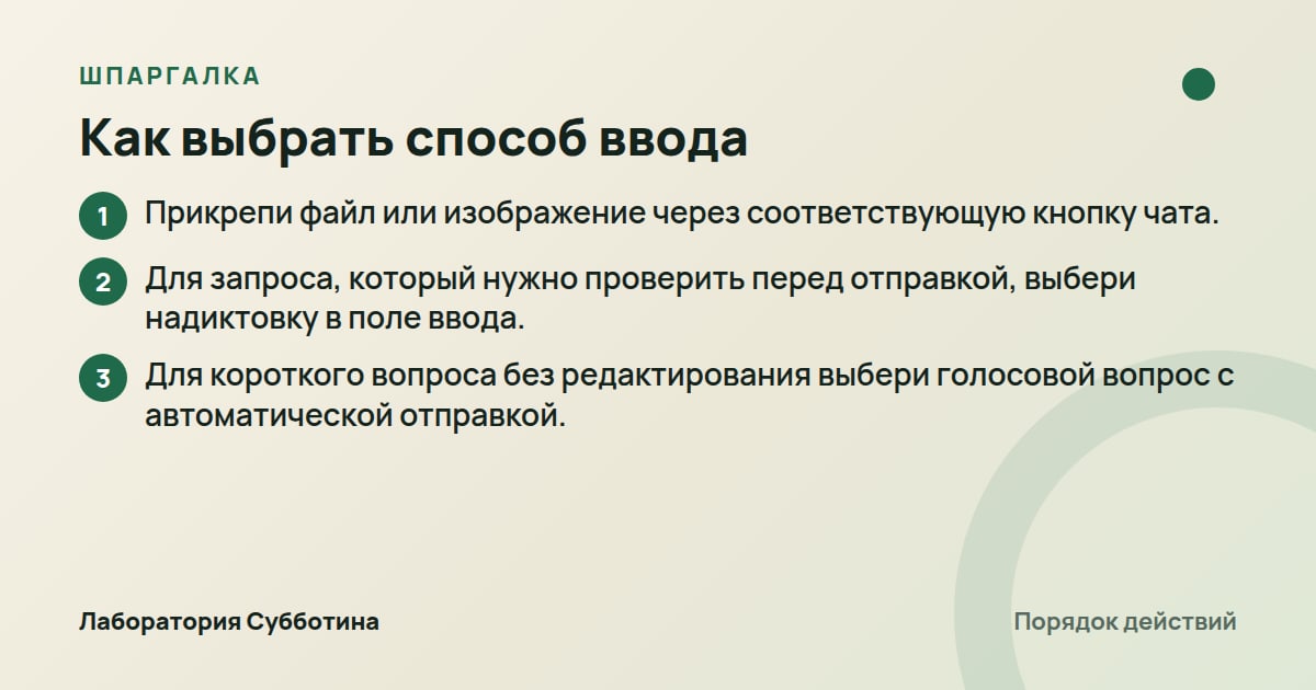 Шпаргалка: Как выбрать способ ввода