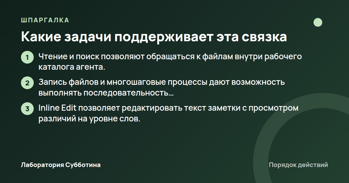 Шпаргалка: Какие задачи поддерживает эта связка