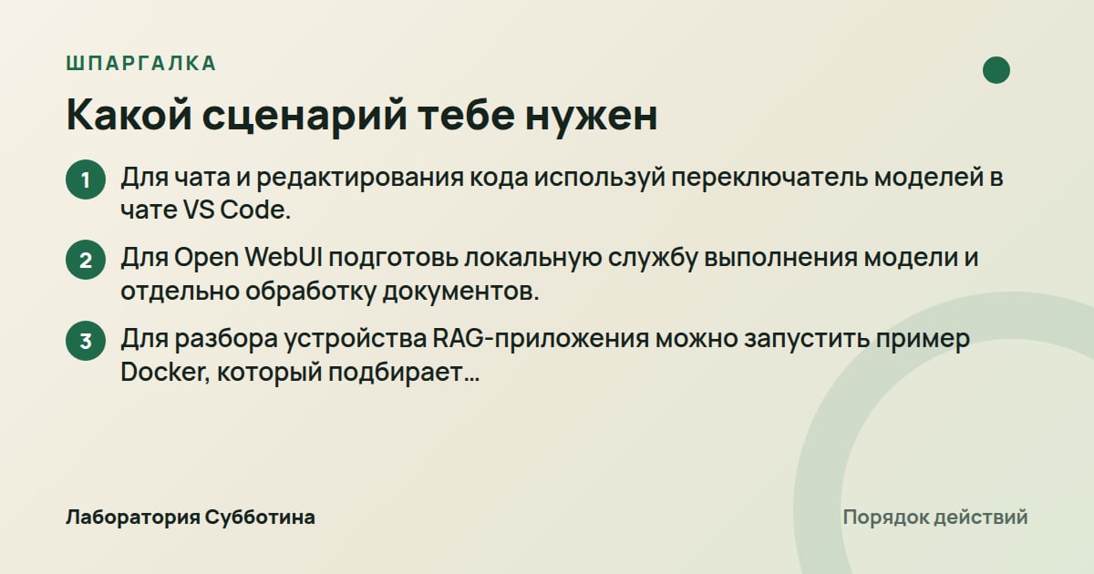 Шпаргалка: Какой сценарий тебе нужен