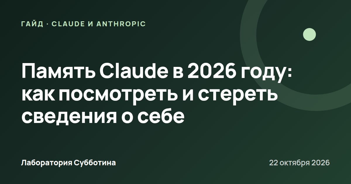 Память Claude в 2026 году: как посмотреть и стереть сведения о себе
