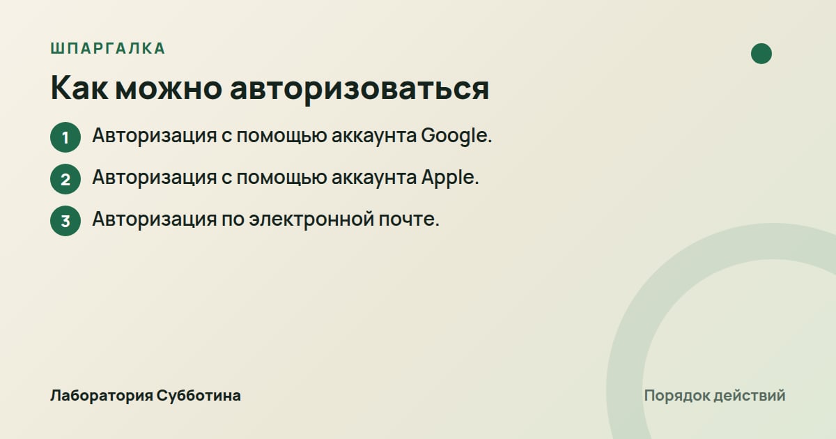 Шпаргалка: Как можно авторизоваться