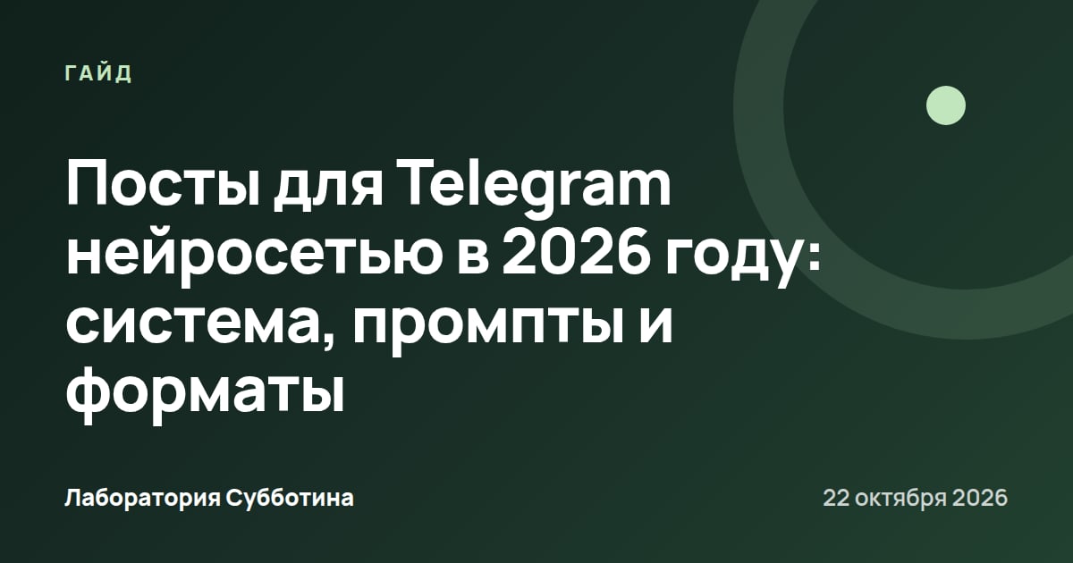 Посты для Telegram нейросетью в 2026 году: система, промпты и форматы
