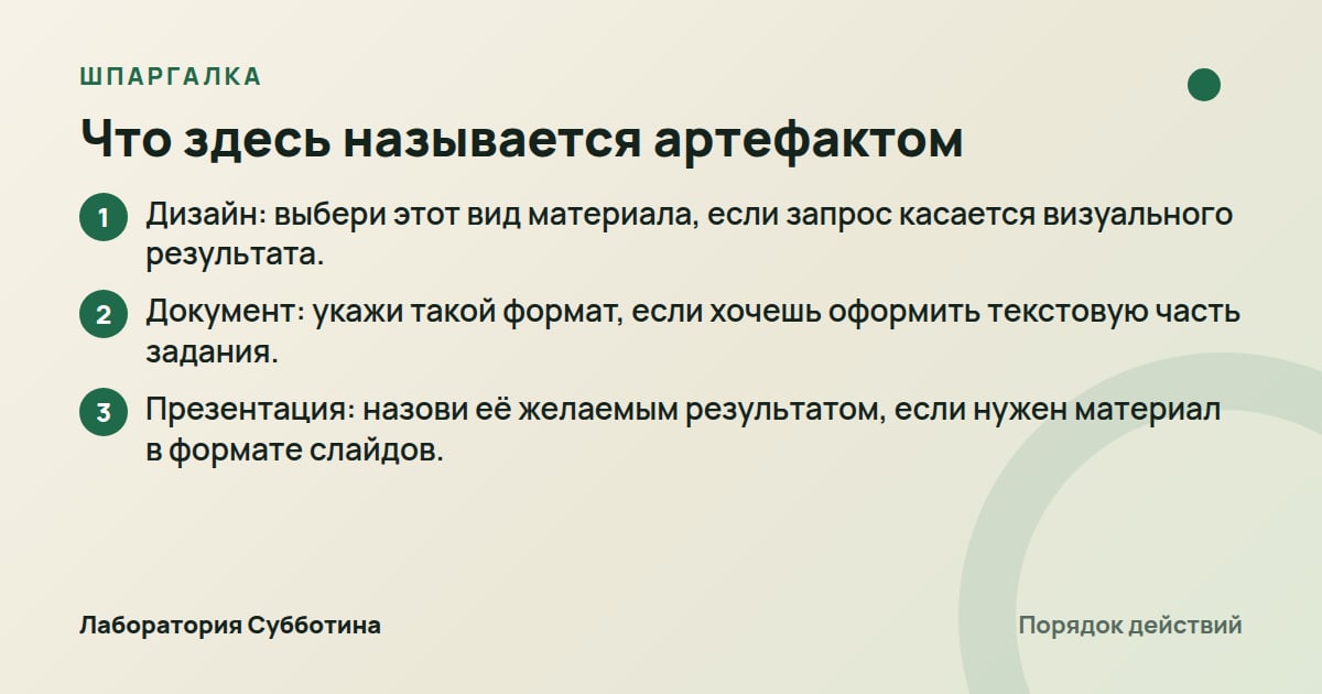 Шпаргалка: Что здесь называется артефактом