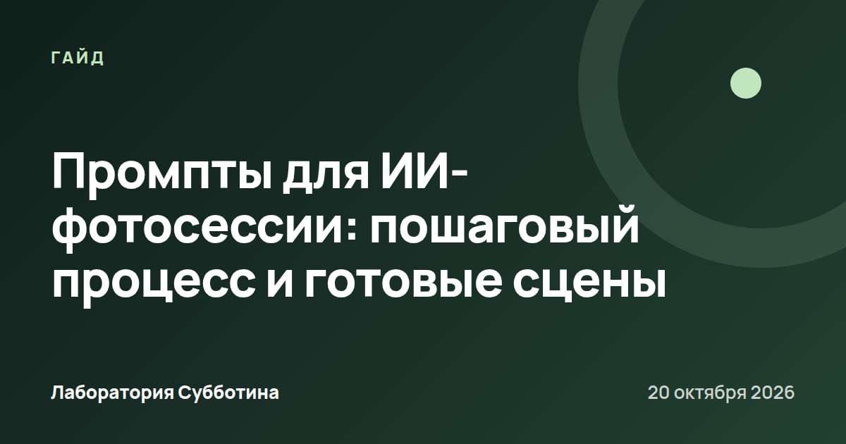 Промпты для ИИ-фотосессии: пошаговый процесс и готовые сцены