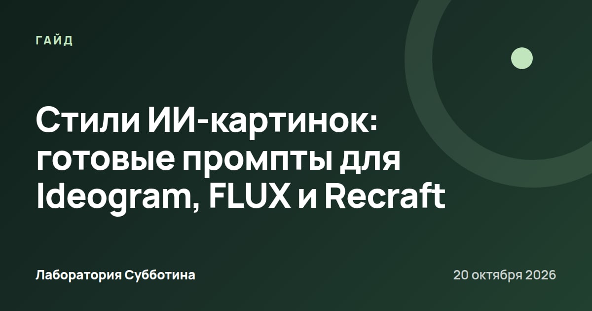 Стили ИИ-картинок: готовые промпты для Ideogram, FLUX и Recraft