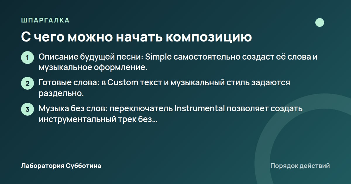 Шпаргалка: С чего можно начать композицию