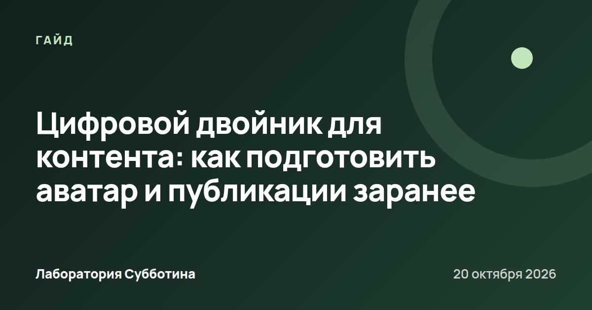 Цифровой двойник для контента: как подготовить аватар и публикации заранее